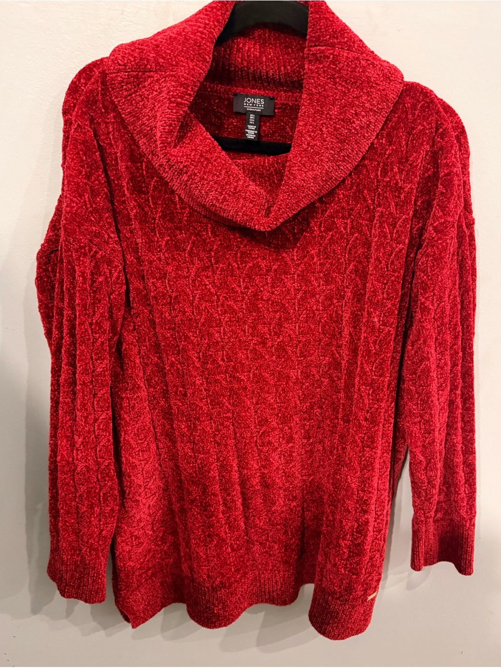 Jones New York Vibrant Red Chenille Cowl Sweater